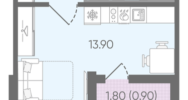 Студия, 21&nbsp;м²