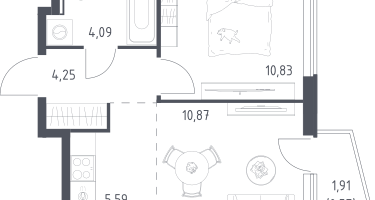 2-к. квартира, 36&nbsp;м²