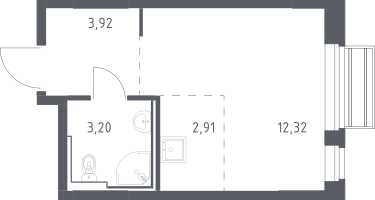 Студия, 22&nbsp;м²