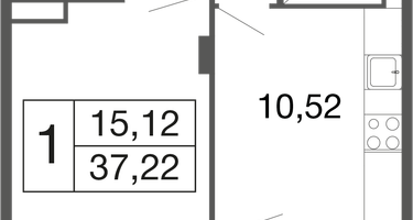 1-к. квартира, 37&nbsp;м²