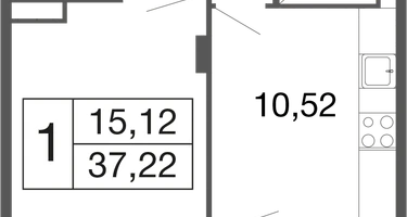1-к. квартира, 37&nbsp;м²