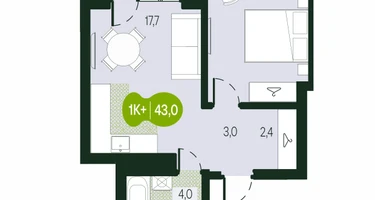 Студия, 43&nbsp;м²