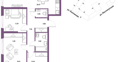 3-к. квартира, 92&nbsp;м²