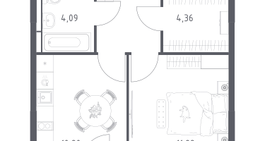 1-к. квартира, 36&nbsp;м²