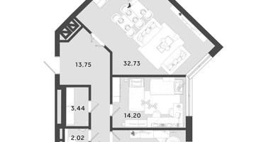 2-к. квартира, 85&nbsp;м²