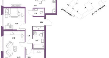 3-к. квартира, 92&nbsp;м²