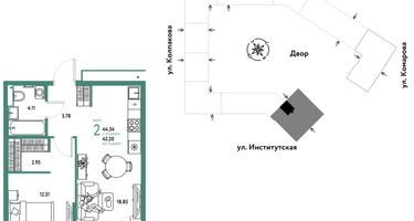 Студия, 44&nbsp;м²