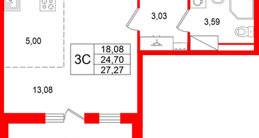 Студия, 24 м²