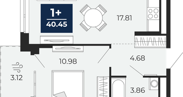 1-к. квартира, 37&nbsp;м²