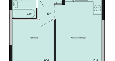 1-к. квартира, 35 м²