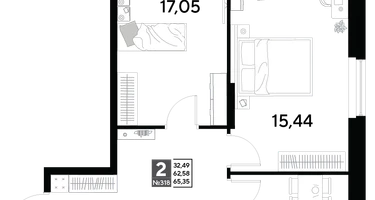 2-к. квартира, 65&nbsp;м²