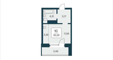 Студия, 30&nbsp;м²