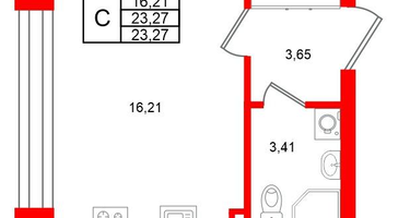 Студия, 23&nbsp;м²