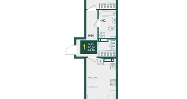 1-к. квартира, 44&nbsp;м²
