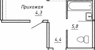 2-к. квартира, 64 м²