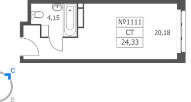 Студия, 24&nbsp;м²