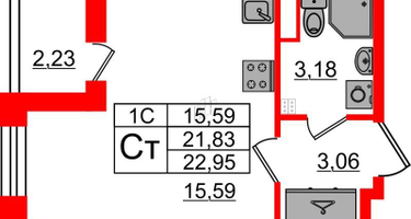 Студия, 21&nbsp;м²