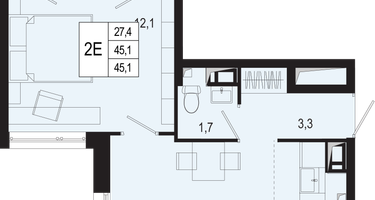 2-к. квартира, 45&nbsp;м²