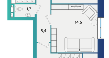 2-к. квартира, 60&nbsp;м²
