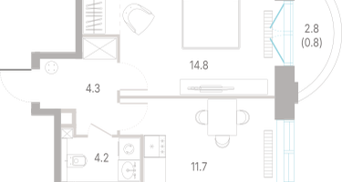 1-к. квартира, 37&nbsp;м²