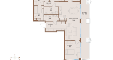4-к. квартира, 133&nbsp;м²