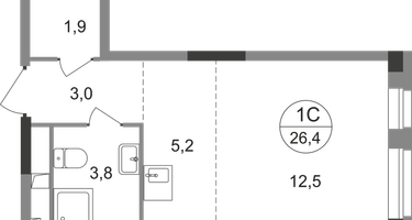 Студия, 26 м²