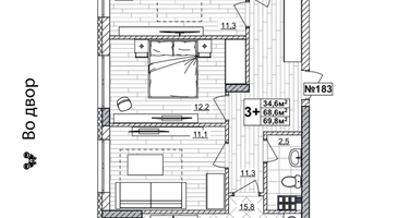 3-к. квартира, 69 м²