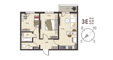 2-к. квартира, 47 м²