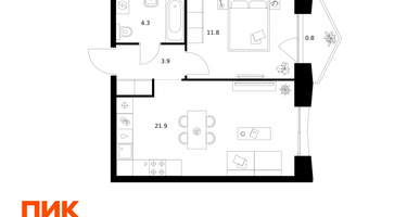 1-к. квартира, 42 м²