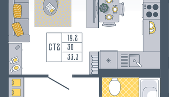 1-к. квартира, 33&nbsp;м²