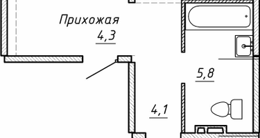 2-к. квартира, 64&nbsp;м²