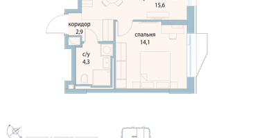 1-к. квартира, 36 м²