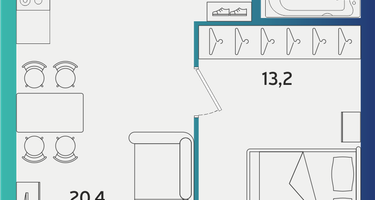 1-к. квартира, 42 м²