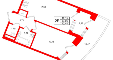 1-к. квартира, 37 м²