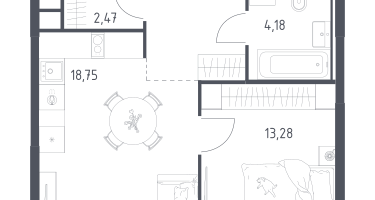 Студия, 45&nbsp;м²