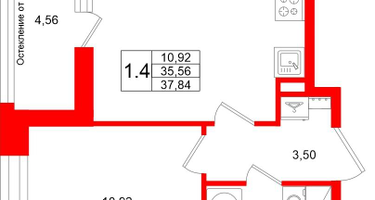 1-к. квартира, 35&nbsp;м²