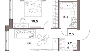 1-к. квартира, 40&nbsp;м²