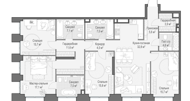 5-к. квартира, 148&nbsp;м²