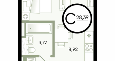 1-к. квартира, 28&nbsp;м²