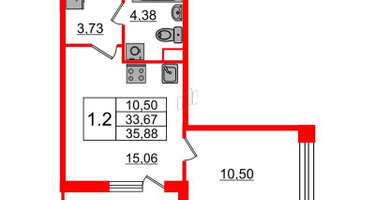 1-к. квартира, 33 м²