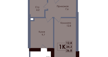 1-к. квартира, 35 м²