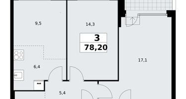 3-к. квартира, 74 м²
