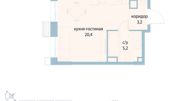 Студия, 28 м²