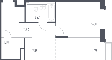 Студия, 53&nbsp;м²