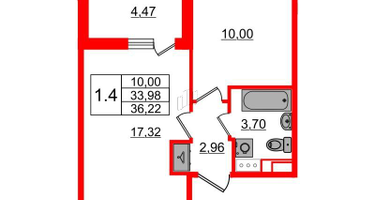 1-к. квартира, 33&nbsp;м²