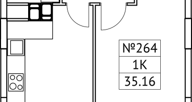 1-к. квартира, 35&nbsp;м²