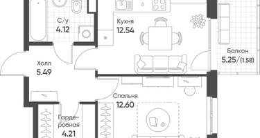 1-к. квартира, 40&nbsp;м²