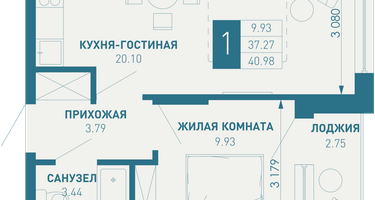 1-к. квартира, 44&nbsp;м²