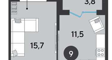 1-к. квартира, 42&nbsp;м²