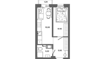 1-к. квартира, 28 м²